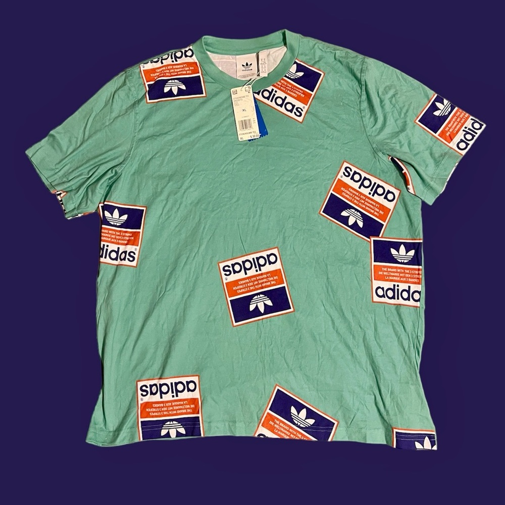 Adidas all over logo print t shirt